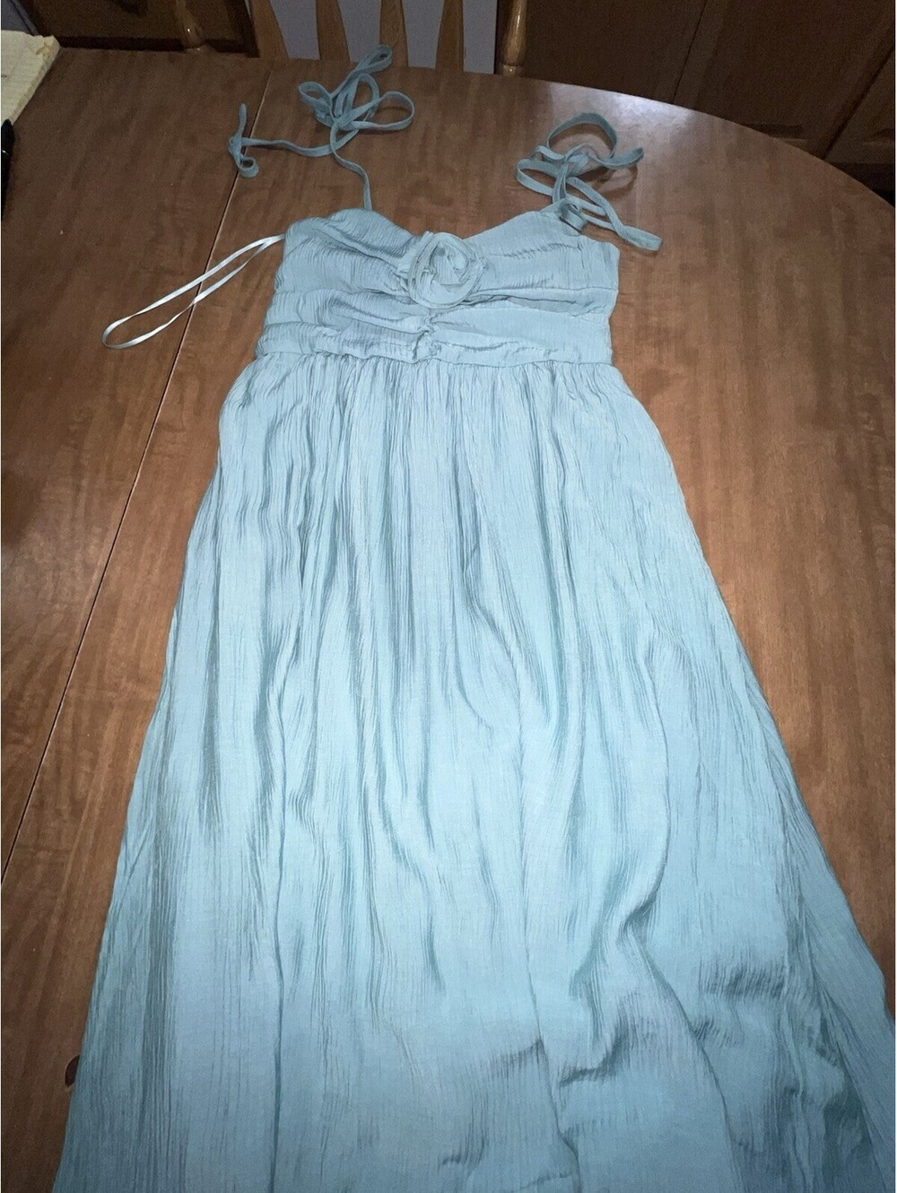 By The River Tiered Maxi Floral Blue Dress Size Medium Ruffle Coquette Flowy